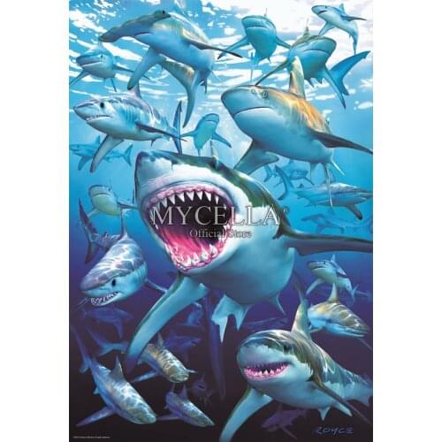 Full 5D Diy Diamond Painting Shark Club Sea Life Ocean Rhinestone Diamond Embroidery Wall Stickers Mosaic Home Decor Posters