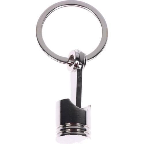Engine Piston Style Silver Keychain Polished Chrome Creative Car Accessories Model Hot 4*1.5*3cm