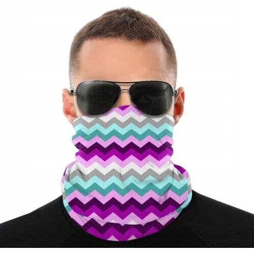 Pink Purple Teal White Chevron Scarf Half Face Mask Unisex Fashion Neck Gaiter Neck Bandanas Polyester Headband Cycling Hiking