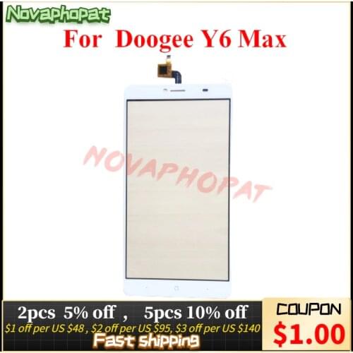 Novaphopat Tested White touchscreen Sensor For Doogee Y6 Max Touch Screen Digitizer Front outer Glass Panel +tracking