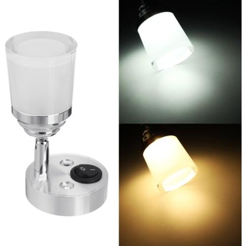 12V LED Frosted Reading Lamp Living Room Foyer Wall Lamp for Bedside RV Motorhome Bedroom Eye Protection Adjustable