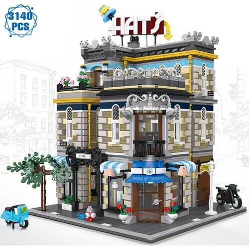 Technical Expert Architecture Assembly Building Blocks Moc Ideas Street View Hat Shop Model Bricks Toys Birthday Gifts for Adult