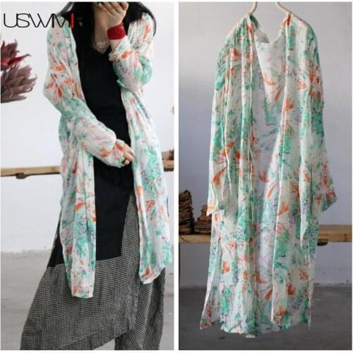 2020 Summer Literature Art Sunscreen Brigade V-neck Irregular Comfort Contrast Color Thin And Light Long Section Plus Size Tops