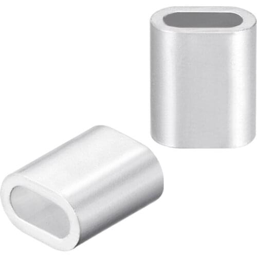 Uxcell 80Pcs Wire Rope M2.5 Aluminum Oval Sleeve 2.7mm(7/64 Inches) Steel Wire Rope Crimping Sleeves Clips Cable Ferrules