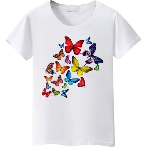 Women Tshirt Colorful Butterfly Print Harajuku 90s Graphic T-shirt Summer Short Sleeve Fashion Top Tee Female