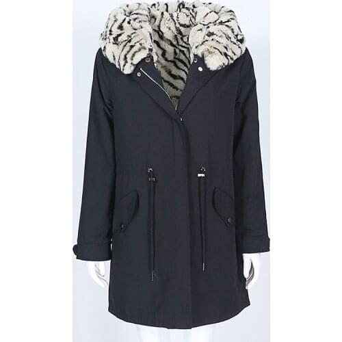 OFTBUY 2021 Leopard Long Waterproof Parka Winter Jacket Women Real Fur Coat Natural Rex Rabbit Fur Warm Detachable Outerwear