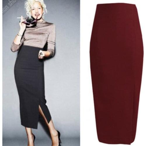 Women High Waist Skirts Female Autumn Winter Woolen Skirts Plus Size Work OL Skirt Pencil Skirt