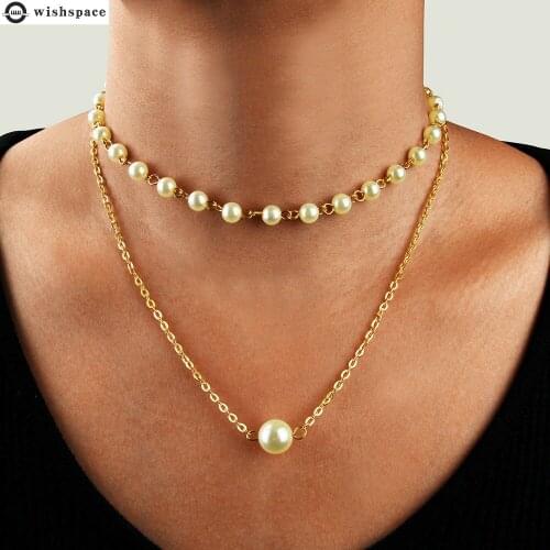 The new fashion in Europe and the contracted temperament multiple joker imitation pearl necklace jewelry wholesale
