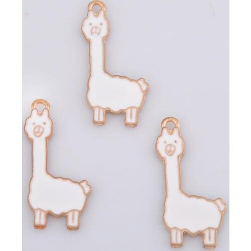10pcs 14x31mm Korean accessories white enamel Grass Mud Horse charms Pendant Necklace earrings bracelet HANDMADE DIY material