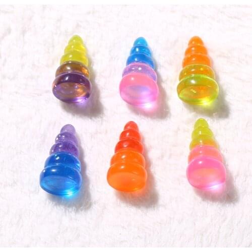 10pcs/lot 21*37mm unicorn horn charms for Jewelry necklace pendant making resin cabochons for DIY decoration