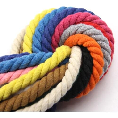 100% Cotton 10Meters 3 Shares Twisted Cotton Cords 10mm DIY Craft Decoration Rope Cotton Cord for Bag Drawstring Belt 20 Colors