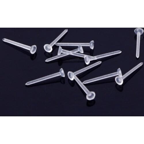 100PCS Invisible Clear Plastic 5mm 3mm Flat Blank Pad Earring Nail Pin Ear Post X7JB