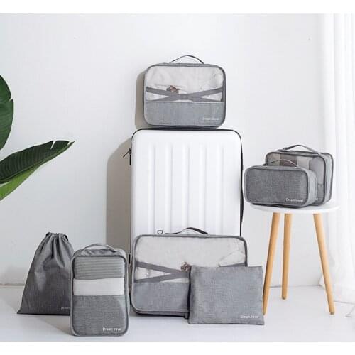 7pcs High quality Travel Storage Bag Set Clothes Tidy Organizer Wardrobe Suitcase Pouch Travel Bag Case Shoes Packing Cube Bag