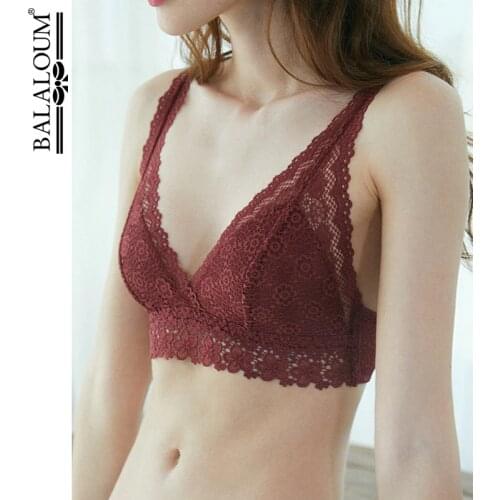 BALALOUM 2018 New Arrivals Women Comfortable Wireless Floral Lace Sexy Bra Brassiere Sets Padded Hollow Out Bralette Underwear