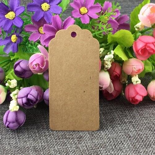 Free Shipping 200 PCS/Lot 9.5*4.5cm Jewelry Kraft Brown Retangle Scalloped Price Tags Blank Cardstock Tags Accept custom logo