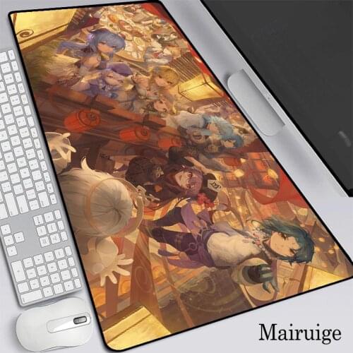 Genshin Impact Large Mouse Pad Gaming Accessories Kawaii XXL 90*40 PC Laptop Antislip Gamer Mousepad Anime Keyboard Pad Desk Mat
