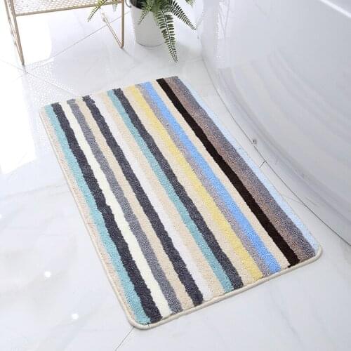 Household Bathroom Mat Water Absorption Non-slip Washable Rectangle Stripe Modern Simple Indoor Hot Sale Quality Soft Carpet