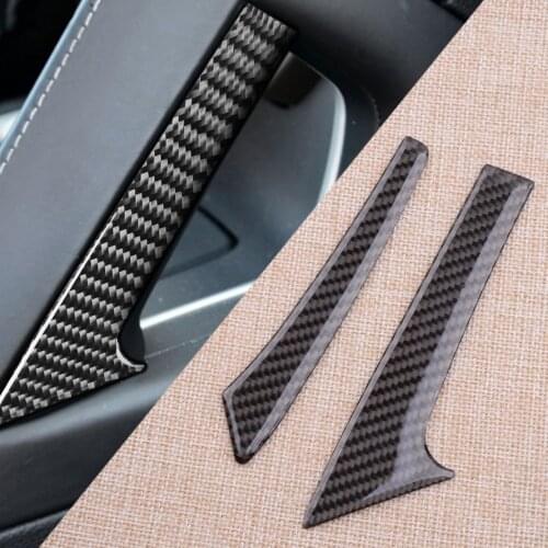 CITALL 2Pcs Center Handle Side Trim Cover Fit for Chevrolet Corvette C7 2014 2015 2016 2017 2018 2019 Carbon Fiber Black