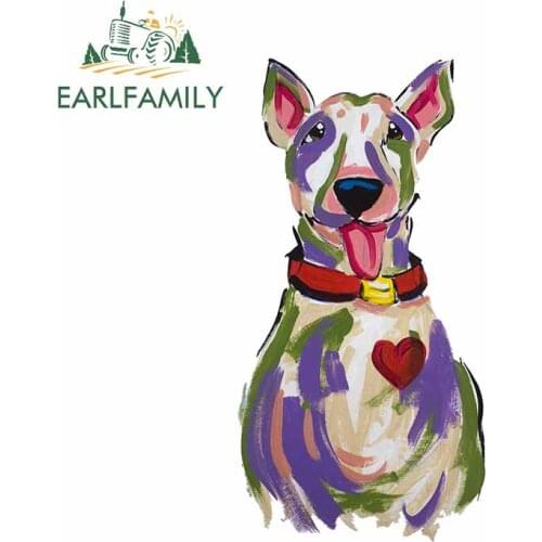 EARLFAMILY 13cm x 6.7cm Bull Terrier Dog Painting Winston Dog Decal Art Car Sticker for Rear Windshield Door Trunk Bumper