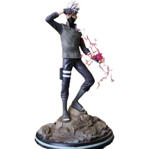 Naruto Shippuden GK Anime Model Copy Ninja Hatake Kakashi Sharingan Kaminari Giri Action Figure 32cm Pvc Statue Collectible Toy