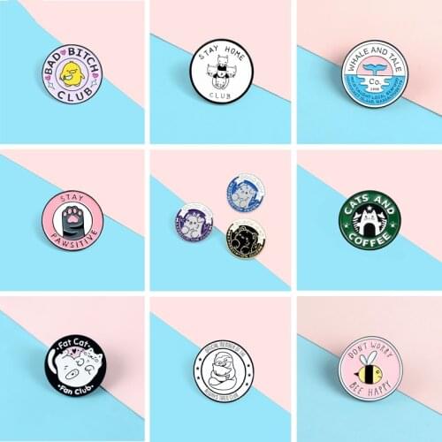 Cats Club Enamel Pin Cat Coffee Cafe Paw Badge Custom Kitten Bee Brooches Lapel Pin Jeans Shirt Bag Cute Animal Jewelry Gift