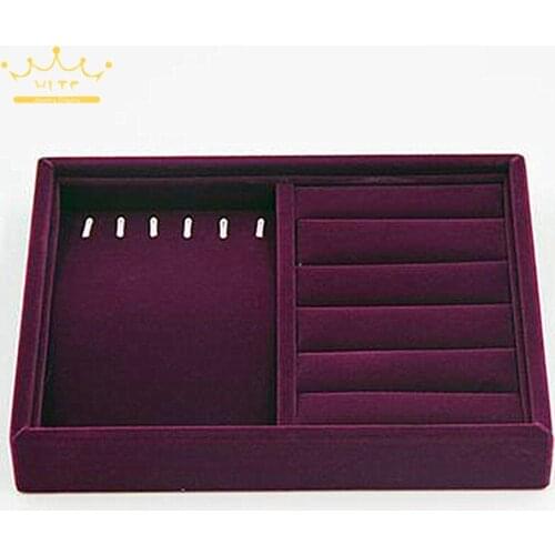 Purple Velvet Stacked Ring Earrings Display Tray Earring Organizer Press on Nails Packaging Box Necklace Packaging