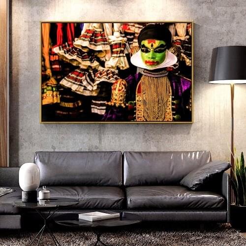 Forbeauty Oil Canvas Painting kathakali_preparations For Home Decoration Wall Art