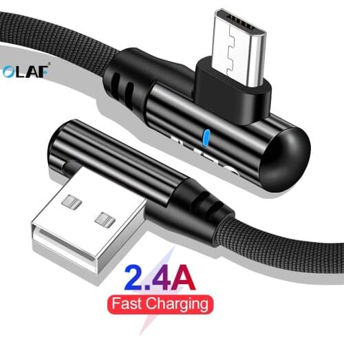 OLAF Micro USB Cable Charge Cord for Huawei 90 Degree Mobile Phone Cable for Samsung Note 6 Data Sync USB Cables for Xiaomi mi 2