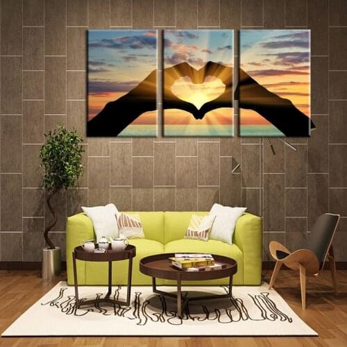 Sunshine shadow Ocean Heart shape Painting Picture Cuadros Canvas Painting Wall Art Home Decor For Living Room No Frame