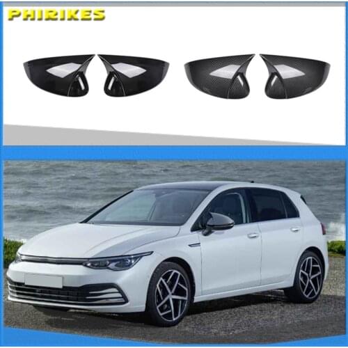 For Volkswagen Golf MK8 VIII 8 Side Mirror Covers Caps (Carbon Look) 2020 2021 2022 for VW Glossy black wing rearview