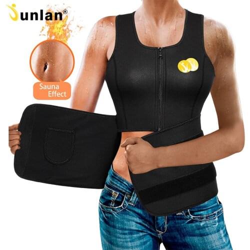 Junlan Body Control Shapewear Neoprene Slimming Waist Trainer Zipper Bodysuit Women Tummy Shaper Modeling Strap for Reducing