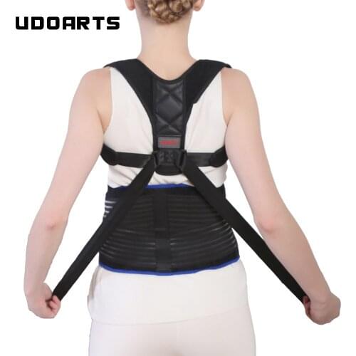 Udoarts Adjustable Back Support Posture Corrector Brace With Removable Steel Splints
