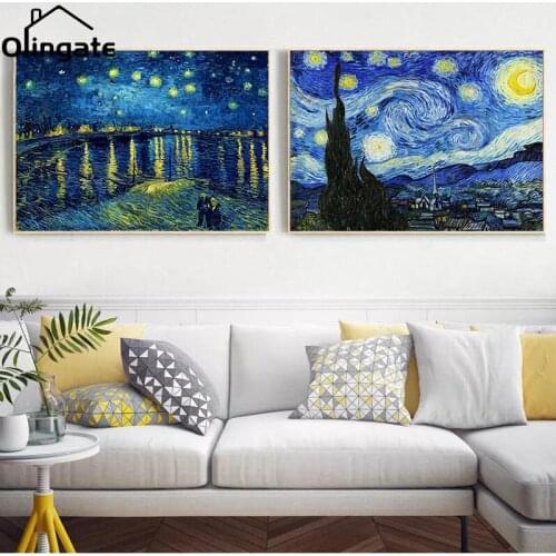 Colorful Yumeart Van Gogh Oil Painting Works Sunflower Apricot Abstract Canvas Art Print Poster Picture Wall House Decor Murals