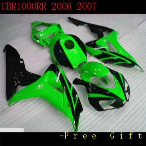 Molding plastic fairing kit for fairings CBR1000RR 2006 2007 black green aftermarket set CBR 1000 RR 06 07