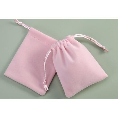 50Pcs/Lot Jewelry Velvet Drawstring Bag Pink Gift Packaging Pouches Wedding Party Decoration Eyelashes Makeup Storage Bags