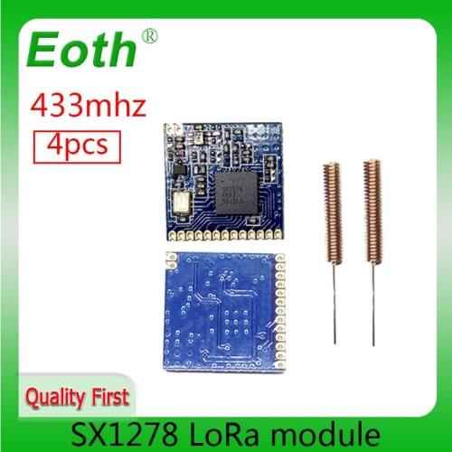 433mhz RF LoRa module 4pcs SX1278 PM1280 Long-Distance communication Receiver and Transmitter SPI LORA IOT+2pcs 433MHz antenna
