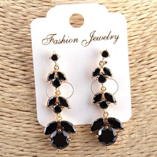 MOODPC Free shipping Top Quality Fashion Black Long Cubic Zircon Stud Earring
