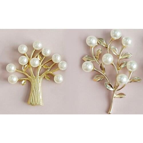 2019New 30Pcs KC Gold Pearl Branches tree alloy button for DIY Wedding Bridal headdress jewelry accessories HZ564-HZ568
