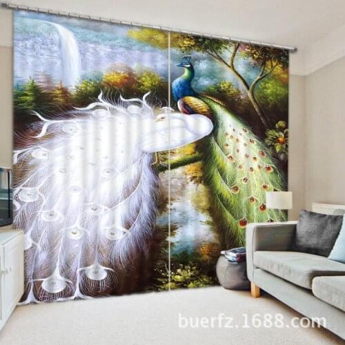 New beautiful Peacock 3D Photo Printing Blackout Curtains For Bedding room Living room Drapes Cortinas para sala