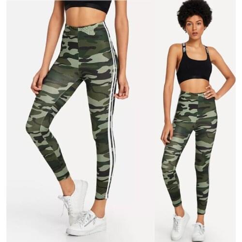 Autumn 2021 New Camouflage Stripe Fitness Leggings For Women Exercise Push-ups Fashion Gym Casual Girl Pants