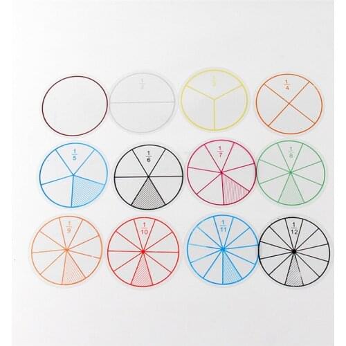 Plastic Numbered Fractions Circles Math Chips Mathematics Number Toy Math Toys 12pcs
