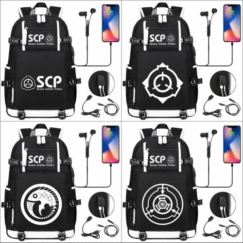 Casual Backpack SCP Foundation Bookbag Cartoon School Bags for Teenage Kids teenager Travel Bagpack USB Laptop Shoulder Bags