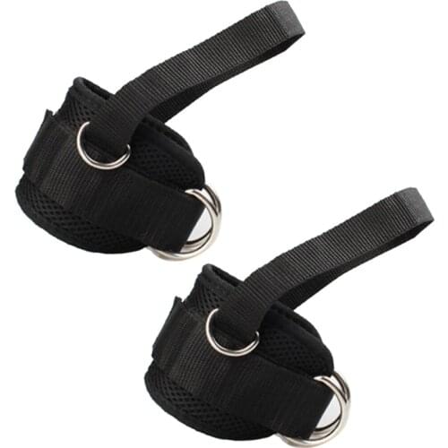 Adjustable 4 D-Ring Ankle Straps Gym Foot Cable Machine Fitness Thigh Glute Exercise Padded Ankle Cuffs Accessories