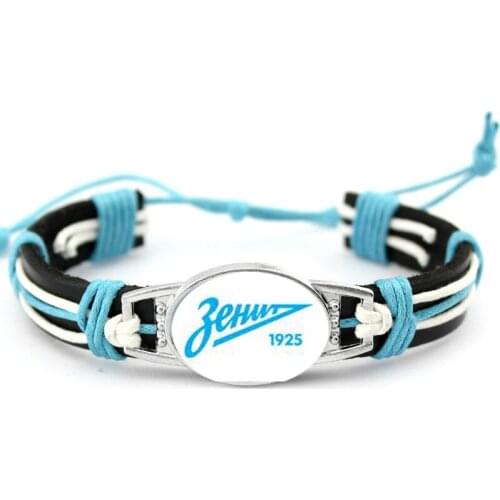 Russian Premier League Clubs Football Team Zenit St. Petersburg DIY Hand Woven Adjustable Leather Bracelet Bangles Jewellery