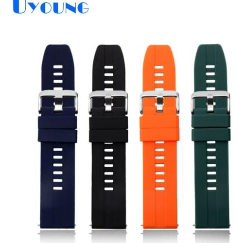 Silicone watch band for huawei gt watch smart GT/2pro Magic/Dream waterproof with replace green rubber 22mm watch strap men‘s