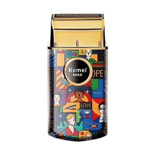 Retro Exquisite Graffiti Usb Charging Electric Shaver Kemei Km-Rs7098 Men Gifts Wholesale Single Net Shaver