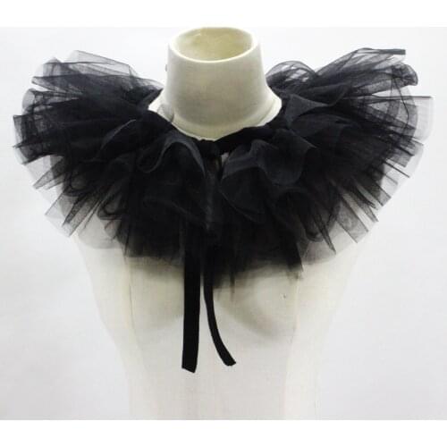 Detachable chiffon shirt collar black White court chiffon shirt collar professional suit Multi-layer mesh poncho Victorian court