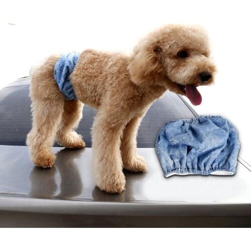 Cowboy Style Small and Large Dog Shorts Cotton Solid Color Blue Jean Physiological Pants S-L Pets Sanitary Panties for Dogs