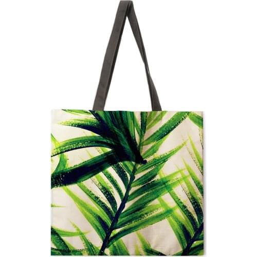 New green plant printing handbag shoulder bag lady large handbag lady leisure leisure shopping handbag outdoor