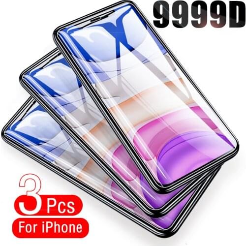 3Pcs Tempered Glass On The For iPhone 7 8 6 6s Plus 5 5S SE Screen Protector For iPhone X XS Max XR 11 Pro Max Protective Glass
